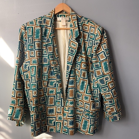 Abstract Print Blazer -  Dry Clean - Picture 2 of 5